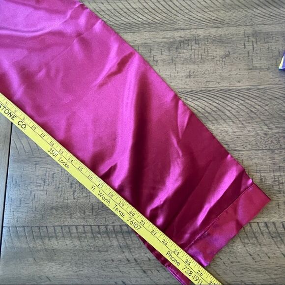 Silky Two Piece Pajama Set in Cranberry - Size Large - Picture 7 of 8